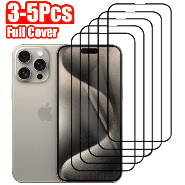 3-5 st heltäckande cover för iPhone 15 14 13 12 11 Pro Max skyddsglas för iPhone X XR XS Max härdat glasfilm For iPhone 15 Plus 3 Pieces