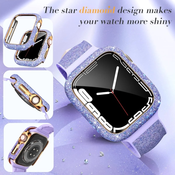 Cover för Apple Watch case 45 mm 41 mm 44 mm 40 mm Bling Bumper Skärmskydd för Apple Watch Series 9 8 7 4 5 6 Se black 45mm