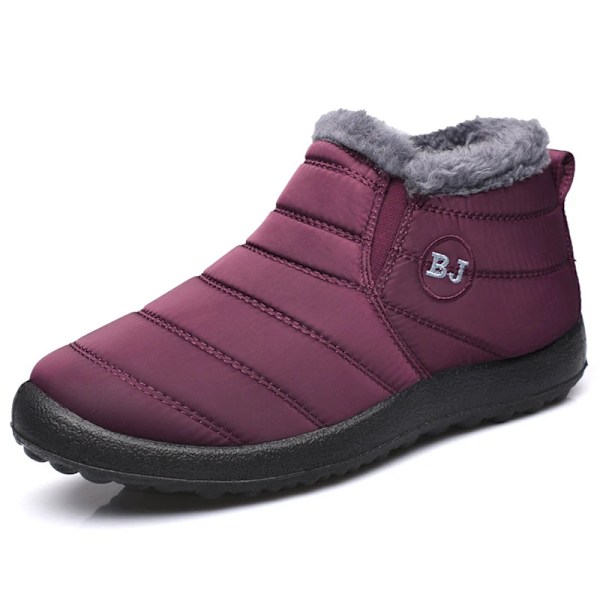 Mænds Støvler Slip On Vinter Sko Til Mænd Pels Ankelstøvler Vandafvisende Sne Støvler Vinter Chaussure Hommes Casual Booties Til Mænd Wine Red J 39