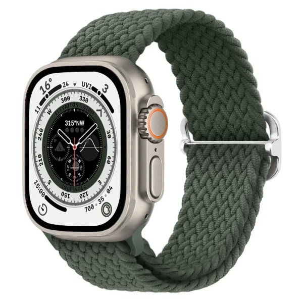 Nylon för Apple Watch Band Ultra 49mm 9 8 7 45mm 41mm Mjukt armband Bälte iWatch Series 6 5 4 SE 44mm 40mm 42mm 38mm Correa Olive green 42mm-44mm-45mm-49mm