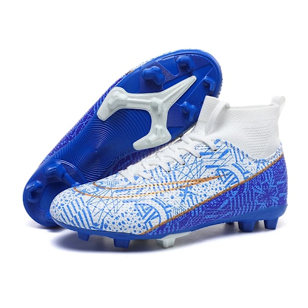 Mäns Fotboll Skor Rengörs Låg Ankel Studded Stövlar Fotboll Sko Utomhus Professional Field Bekväm Atlet Träning Sneaker White blue 38