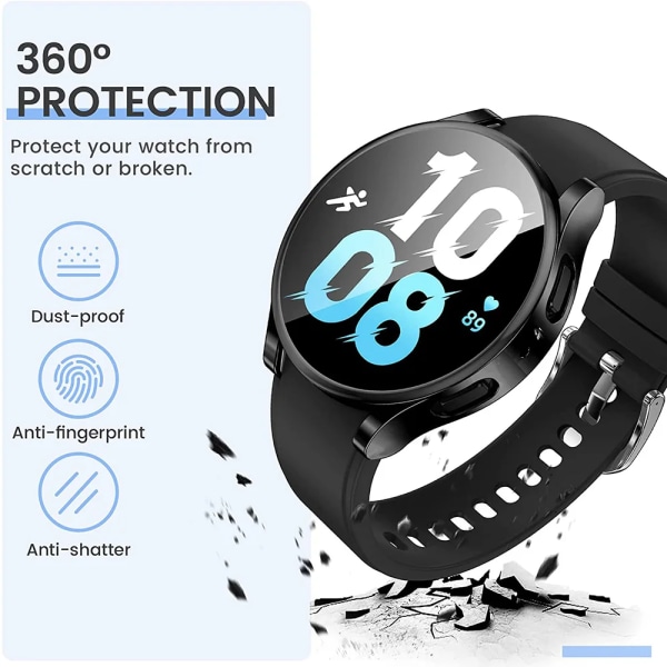 Case till Samsung Galaxy Watch 4 5 6 40 mm 44 mm Cover Täckning Silikon TPU Bumper Skärmskydd Fullständiga tillbehör Transparent