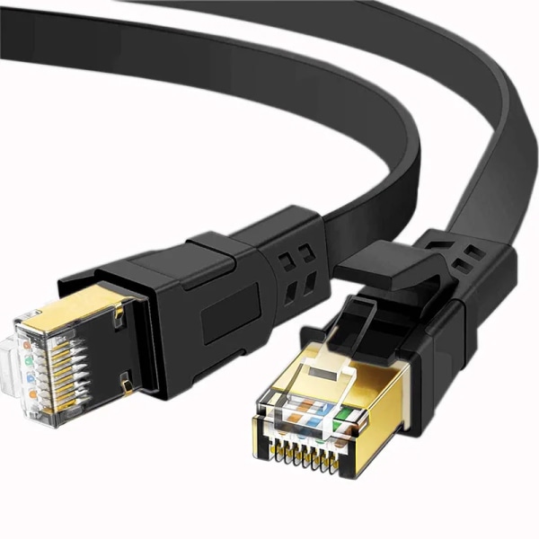 Kabel Ethernet CAT8, 40Gbps, 2000MHz, Aïan 8 plat RJ45 STP/Harmony blindé Internet Lan rätt för router modem Bärbar PC-jeu Xbox 1m Black