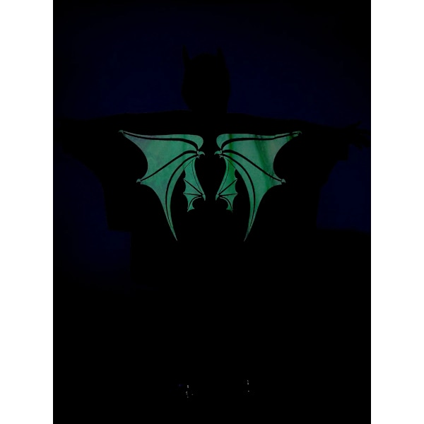 Glow I De Mörka Barnen Spökande Fladdermus Cape Halloween Kostyme Ghostly Bat 130