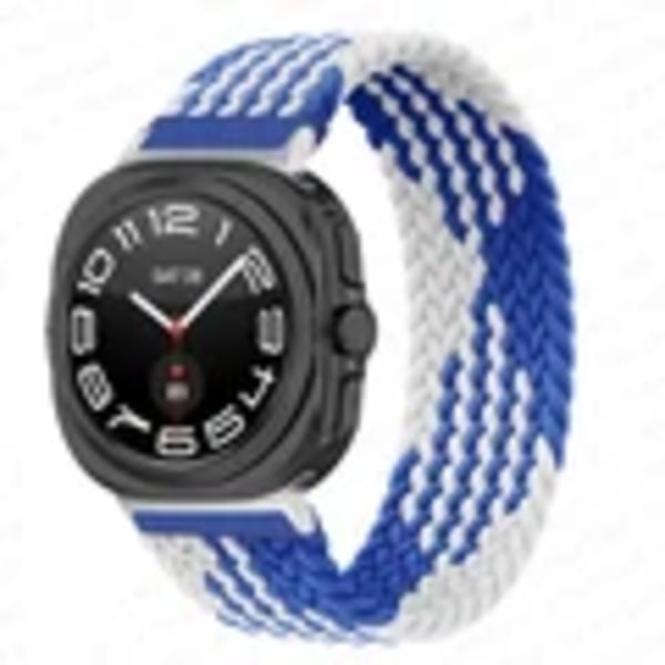 Flätad Solo Loop Strap För Samsung Galaxy Klocka 7 Ultra 47Mm Tillbehör Cora Nylon Armband Galaxy Klocka7 47 Mm Blue and white M