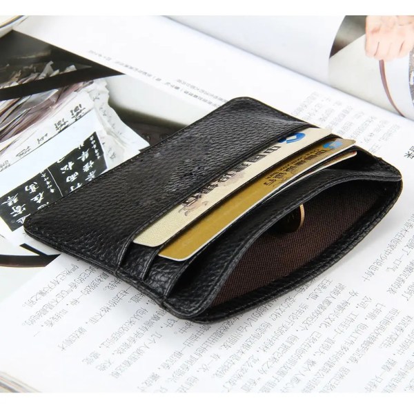 1 st Enfärgad PU-läder Bankkortshållare Kreditkortsplånbok Mini Slim Wallet Case Kvinnor Män Pocket Myntväska 1