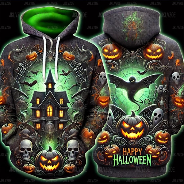 Efterårets nye Halloween hættetrøjer Nightmare Before Christmas 3D print hættetrøje mænd kvinder mode oversized casual sweatshirt pullover wjr818012-JCS XL