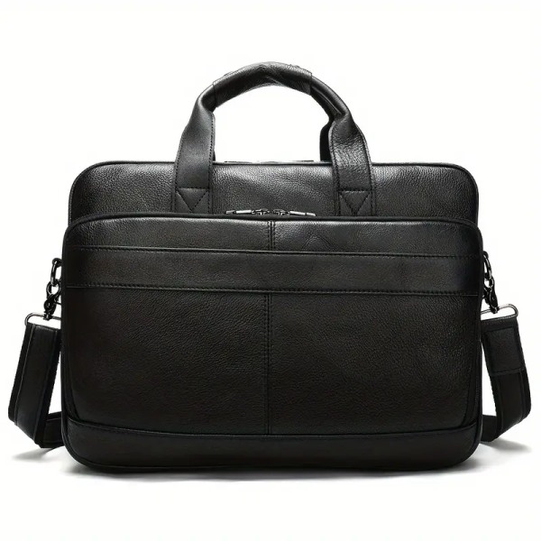 1pc Top Layer Cowhide Leather Briefcase, Laptop Messenger Bags, Office School College Satchel Bag