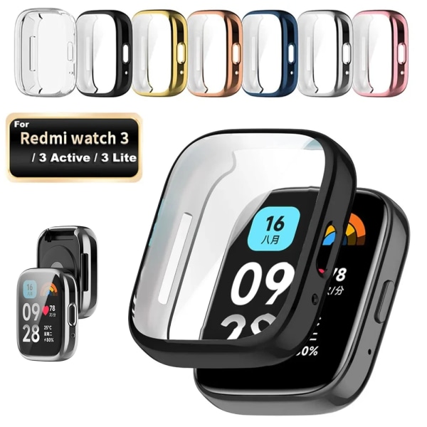 TPU- cover för Xiaomi Redmi Watch 4 Smart Watchband case Skyddsskal för Xiaomi Redmi Watch 3 Active/Lite Black Redmi Watch 3