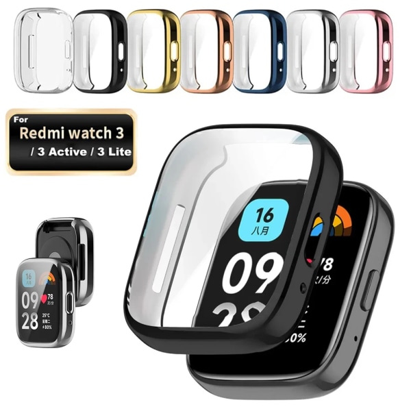 TPU- cover för Xiaomi Redmi Watch 4 Smart Watchband case Skyddsskal för Xiaomi Redmi Watch 3 Active/Lite Black Redmi Watch 4