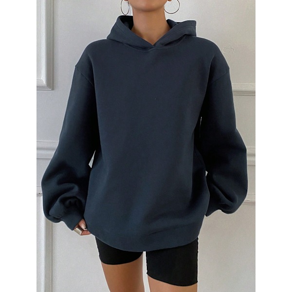 Dazy Fashion Basic Hoodie Casual Tjockad Sweatshirt För Kvinnor, Höst. Navy Blue S