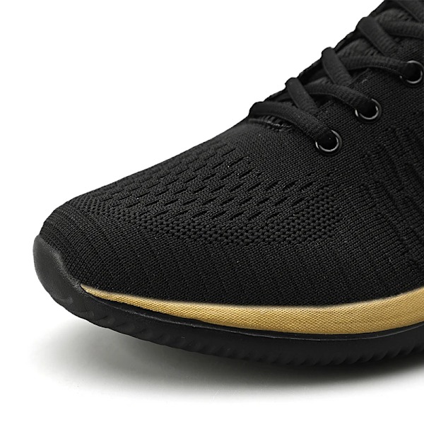 Åndbare Mænd Løbesko Letvægts Kvinder Sneakers Anti-Slip Udendørs Mænds Sneakers Bløde Sportsko Gåture Tennis Unisex Black Gold 40