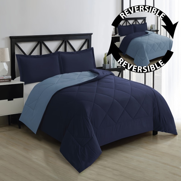 2/3 st Vändbar enfärgad dun alternativ täcke set Allseason sängkläder inkluderar 1 täcke och 2 örngott (utan kärna) Maskintvättbar Bluestone 229cm*259cm