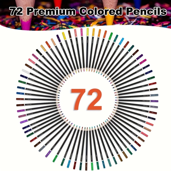 72PCS ritsats, konsttillbehör inkluderar grafitskisspennor, färgpennor, med suddgummi, med skissbok, träkolspennor set och bärbart case