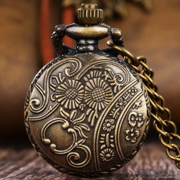 Ånglok tåg Kvarts Watch Vintage Halsband Watch Souvenirpresent till julen fars dag Bronze