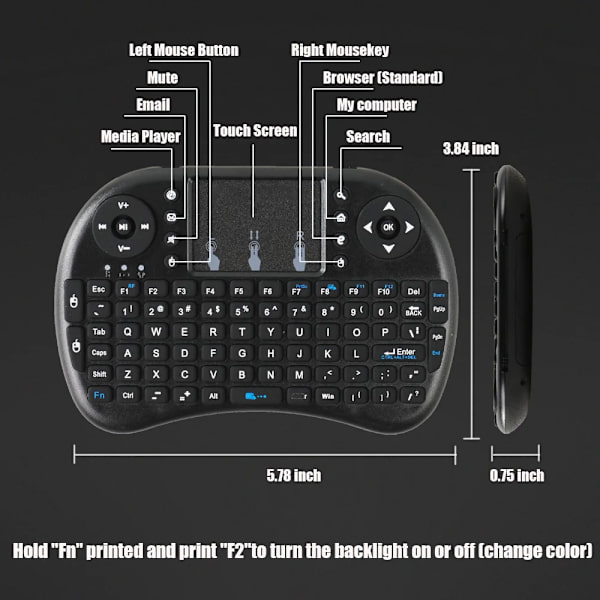 I8 Mini Trådlös Tangentbord 2.4G Handhållna Touch Classic Svart Franska Spanska Ryska Flygmus Spel Tangentbord För Android Tv Box Pc-Datorn Portuguese Lithium Version