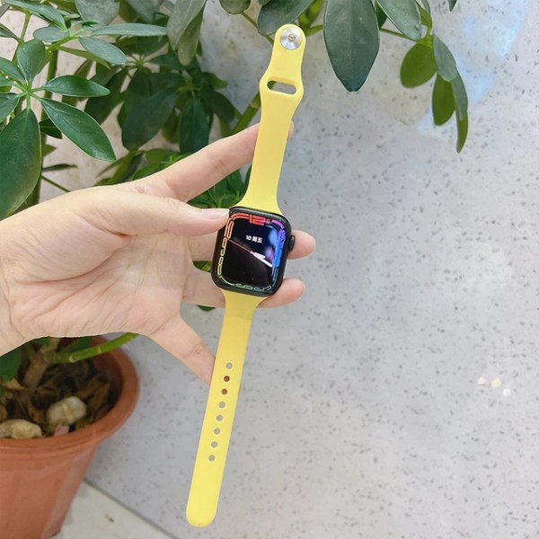 Smal silikonrem för Apple Watch -band 40mm band 41mm 45mm correa 38mm 44mm 49mm Sportarmband iWatch serie 8 7 6 5 se 4 3 2 8 mellow yellow 38mm 40mm 41mm