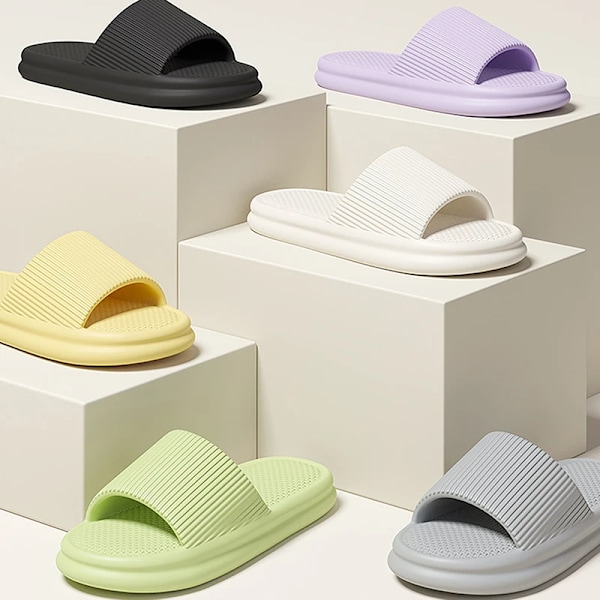 Sommer Tøfler Til Mænd Flip Flops Strand Sandaler Badeværelse Icke-Slips Slides Mænd Kvinder Tøfler Indendørs Sko Mand Mand Mand Slipp Perre B Gray 40-41(Fit 39-40)