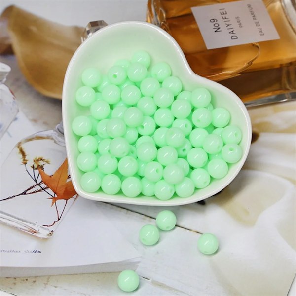 Løse Bollar 500G Candy Farve Akryl Runde Perler 3-12Mm Spacer Perler Til Håndarbejde & Smykkefremstilling light green 16 6mm 500g