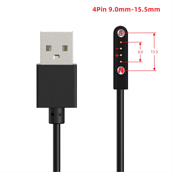 2-polet, 4-polet, 5-polet Magnetisk Opladningskabel USB Dockoplader Strømadapter til Smartwatch Juicer Termokrus Høretelefoner Skønhedsenheder Black(4P 9.0-15.5mm)