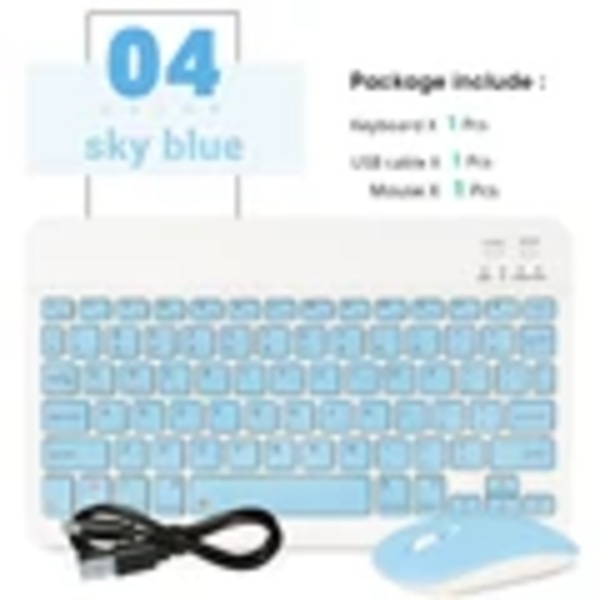 Mini Trådlös Tangentbord Bluetooth Tangentbord För Ipad Telefon Tablet Bärbar Bluetooth Tangentbord Och Mus För Samsung Xiaomi Androidname sky blue-and mouse