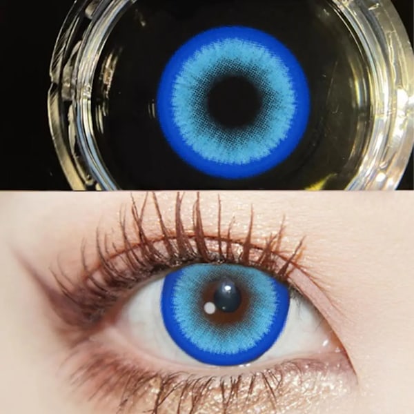 2St Graderade Färgade Kontaktlinser Jewelens Anime Cosplay Softlens 14,2Mm Blue -2.75