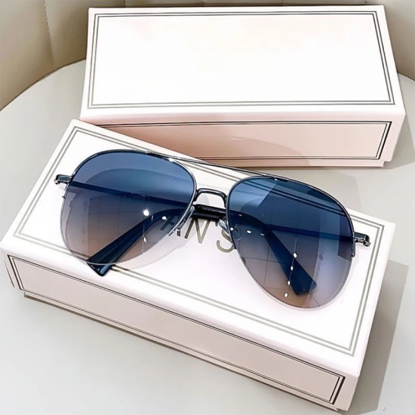 Fashion Gradient Solglasögon för män Big Frame Pilot Solglasögon Design Antireflex Lunette De Soleil Homme UV400 (ingen box) Blue