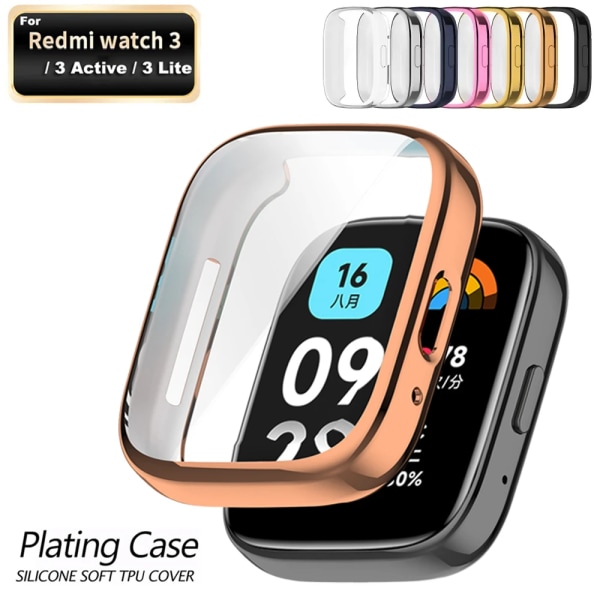TPU- case för Xiaomi Redmi Watch 3 Active/Lite Full Cover Skyddsskal Watch case för Redmi Watch 3 Black Redmi Watch 3 Lite