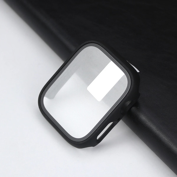 Glas + case för Apple Watch 45 mm 41 mm 44 mm 40 mm skärmskydd Bumper PC- cover för iWatch Series 3 4 5 SE 6 7 8 9 Tillbehör Black Series 4 5 6 SE 44mm