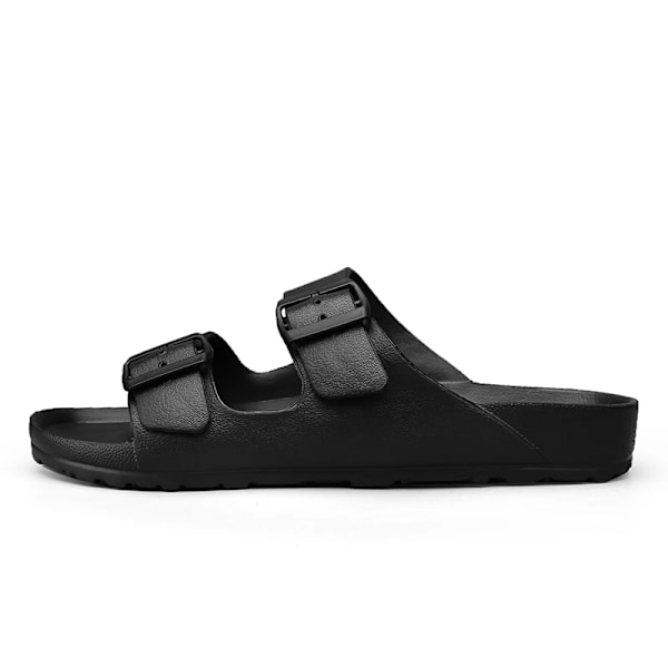 Sommar Justerbara Mjuk Slid Tofflor För Män Flat Eva Tofflor Lättvikt Anti Slip Tofflor Storlek 36-46 47 48 Dropshipp Av Black 38