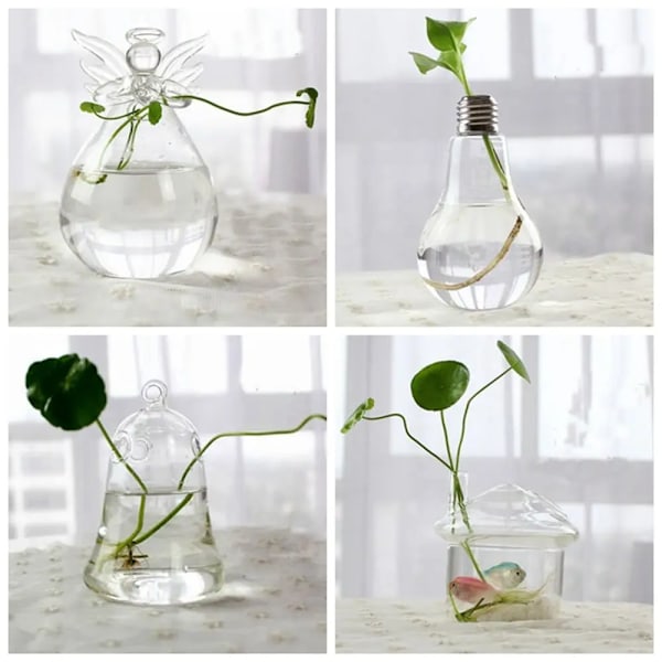 Glasvase Terrarium Kreativ Hydroponisk Plante Glasflaske Transparent Blomstervase Fiskekum Akvarium Beholder Hjem Dekoration 8