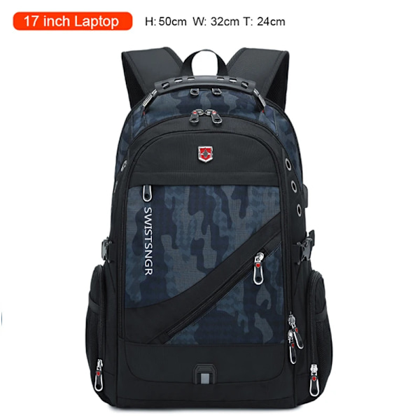 2024 Vandtæt 17/20 Tommer Laptop Rygsæk Mænd Flyrejse Rygsæk Kvinder Oxford Rygsæk Mænd Skole Taske Moderne Mochila Camouflage grey