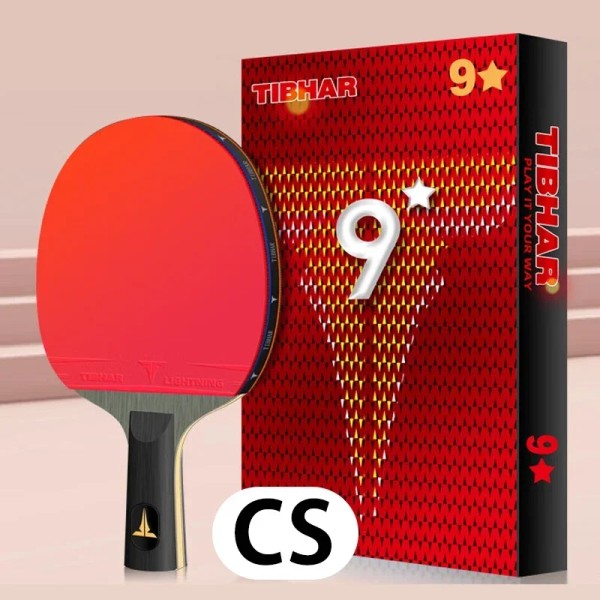 9-stjärnigt bordtennisracket Superior Sticky Gummi Kolblad Ping Pong Racket Professionell Pimples-in Pingpong Paddel 9 STAR CS