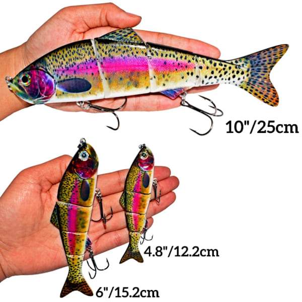 Abziyat Fiskeblink 4-delt Hard Tail Minnow Blink Svimmeblink Crankbait Fiskeværktøj Jagt Isfiskeri Agnsfisk Livagtig Fisk 6inch I