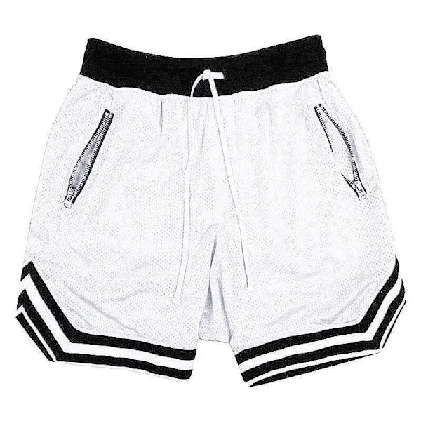 Gym Mesh Running Shorts Män Snabb Torr Lös Sport Basket Fotboll Träning Träning Fitness Sportswear Sommar Andas Mane White XXXL