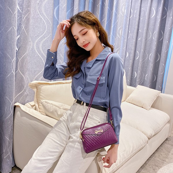 2021 Ny Mini Satchel Koreansk Stil Populär Rutnät Röd Dam Axelväska Enkel Enkelt Axel Byte Mobiltelefon Väska Date Red