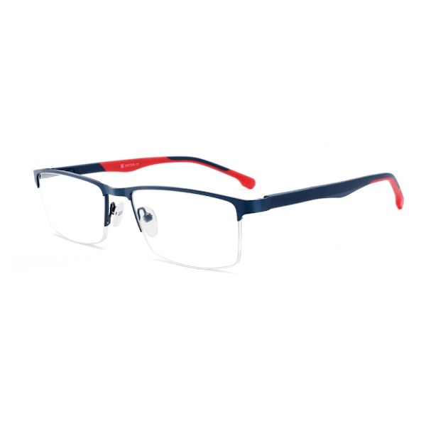 Miesten siniset valoa estävät lukulasit, kevyet metallikehykset, vähentävät väsymystä, tietokoneen lukulasit, HD-linssit, presbyopia, silmälasit C3 Black Red +200