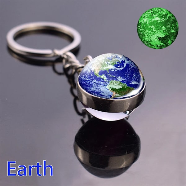 Glow I Den Mörka Solsystemet Planet Keyring Galaxy Nebula Luminous Keychain Moon Earth Sun Dubbel Side Glas Ball Nyckelkedja size 11