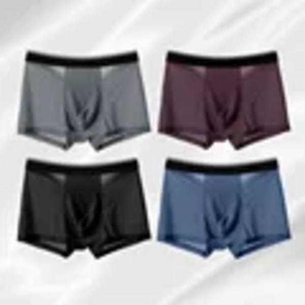 4/8 kpl Mesh Mukavat Pehmeät Shortsit Miehet Plus 5Xl 4pcs-B  Black 4XL