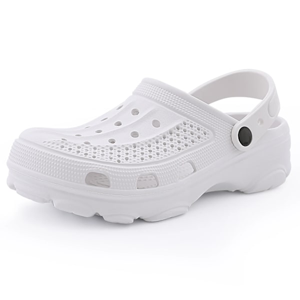 Kidmi Mode Män Clogs Tofflor Sommar Clogs Tofflor Utomhus Andas Strand Tofflor Mjuka Män Trädgård Tofflor Hem Hem Sandaler White 37