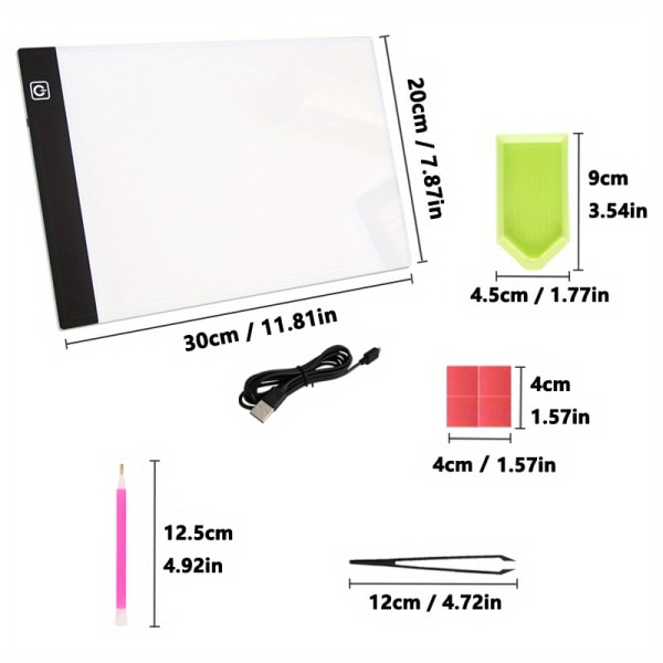 Bärbar A4 LED Copy Board Light Tracing Box, ultratunn justerbar USB Power Artcraft LED Trace Light Pad för tatuering, strömning