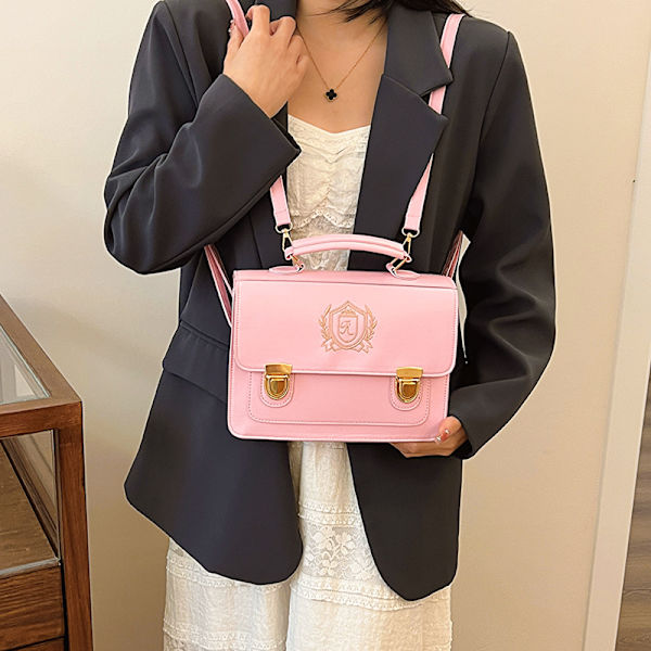 2024 Nya Japanska Jk Uniform Väska Bärbar Messenger Väska Retro Ryggsäck Enkel Axel Enkel Korskroppsväska Trendig Pink
