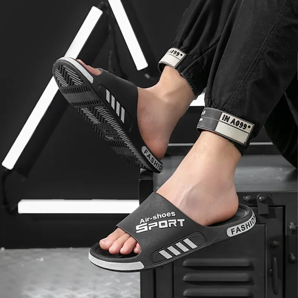 Mode Størrelser Store Størrelser Mænds Tøfler Pvc Blød Sål Skridsikker Slides Casual Udendørs Strand Flip Flops Hjem Bate Slippers Sandal Black 38-39(suggest 37-38)