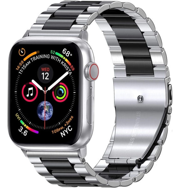 Metallrem För Apple Watch Ultra 49mm 8 7 45mm 41mm rostfritt stål smart watch armband För iwatch 6 5 4 3 SE 44mm 42mm 40mm Silver black For 42mm 44mm 45mm