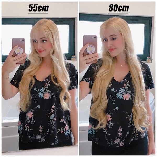 Syntetisk 5 Clip I Hår Extensions Lång Rak Frisyr Hårpiece Svart Brun Blond 80Cm Naturliga Falska Hår För Kvinnor 16 55CM-22inch