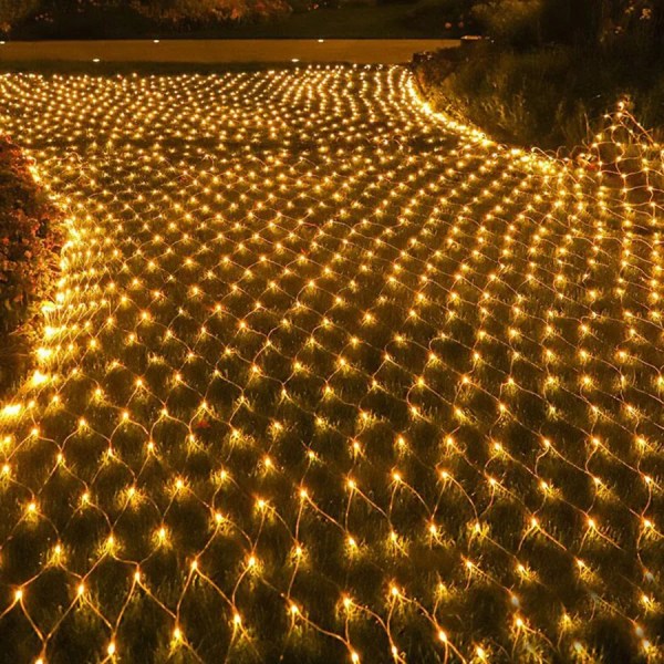 6X4/8X10M stor storlek LED- mesh utomhus julnätsljus Vattentät hängande trädgirland Fairy String Light Warm White