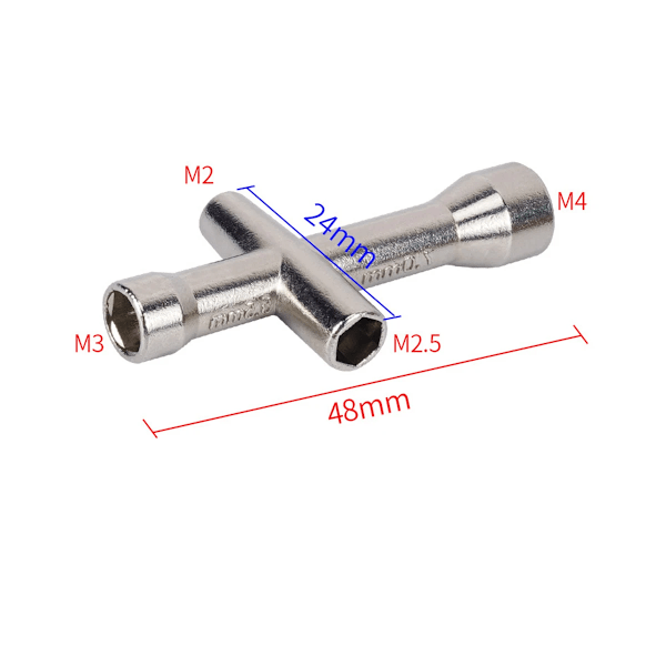 3D-printerværktøj M2 M2.5 M3 M4 3D-printdyser Nøgle Skruemøtrik Sekskant Kors Mininøgle Vedligeholdelsesværktøj 4 størrelser 1 Piece