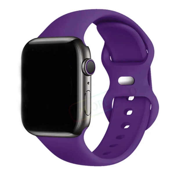 Silikonrem för Apple Watch Band 44mm 40mm 45mm 42-38-41mm original 1:1 armband iwatch series 8 7 se 3 4 5 6 9 ultra 2 49mm 45 Deep purple 38mm-40mm-41mm M-L