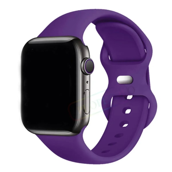 Silikonrem för Apple Watch Band 44mm 40mm 45mm 42-38-41mm original 1:1 armband iwatch series 8 7 se 3 4 5 6 9 ultra 2 49mm 45 Deep purple 38mm-40mm-41mm S-M