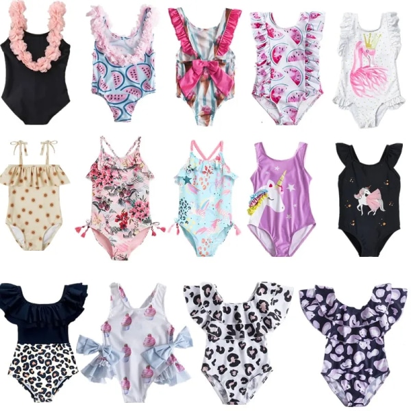Baby flickor Baddräkt Toddler Barn Badkläder Bikini Flower Girls Sommar Beachwear Backless Barn Baddräkt för 1-5 Y barn SW01803 18-24 Months
